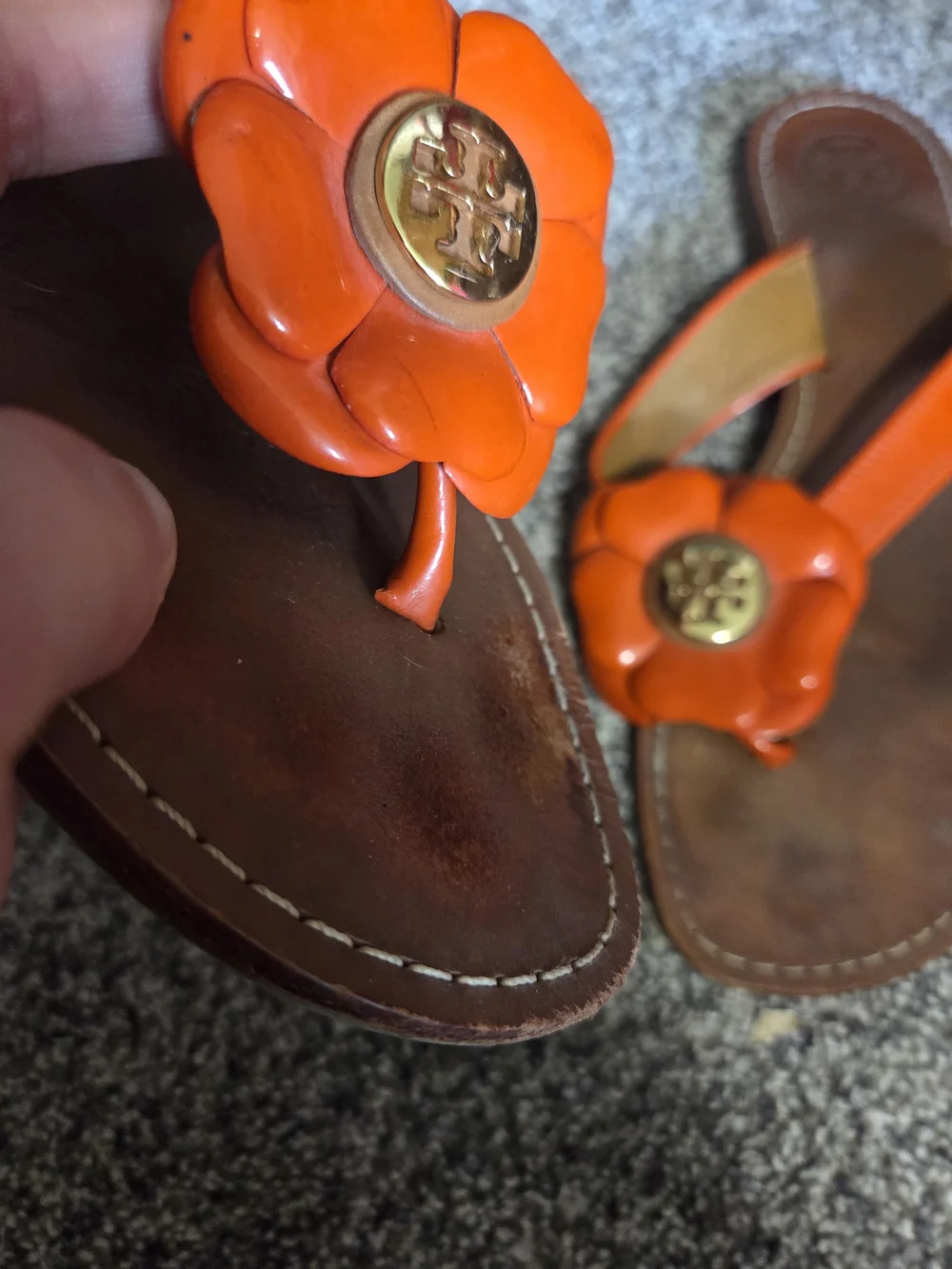 Tory Burch Orange Flower Miller Sandals